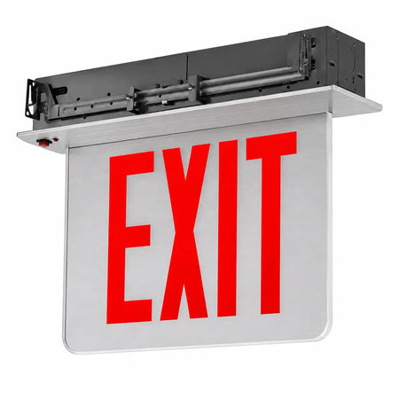 New York City Compliant Recessed Mount LED Edge Lit Exit Sign 8" Letters - UL Listed, aluminum