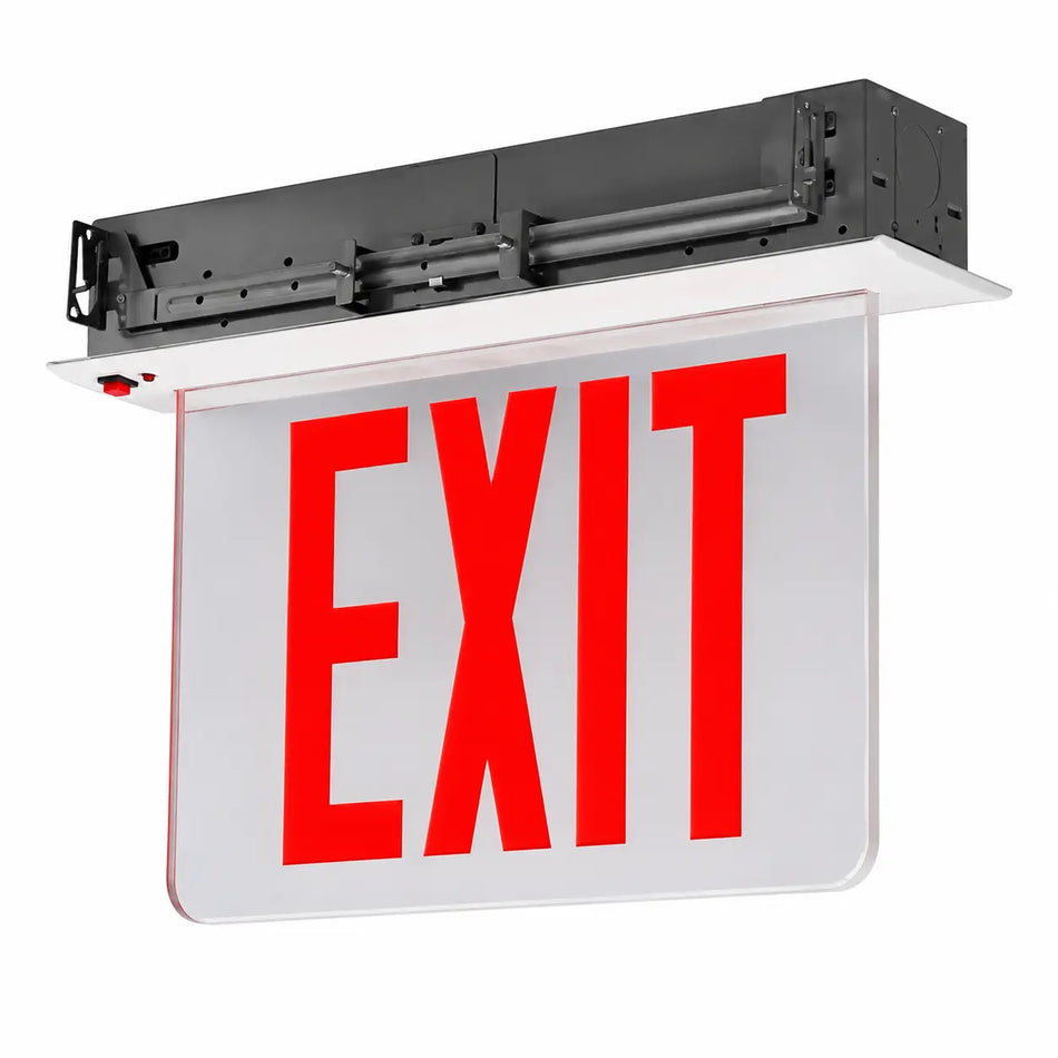 New York City Compliant Recessed Mount LED Edge Lit Exit Sign 8" Letters - UL Listed, white