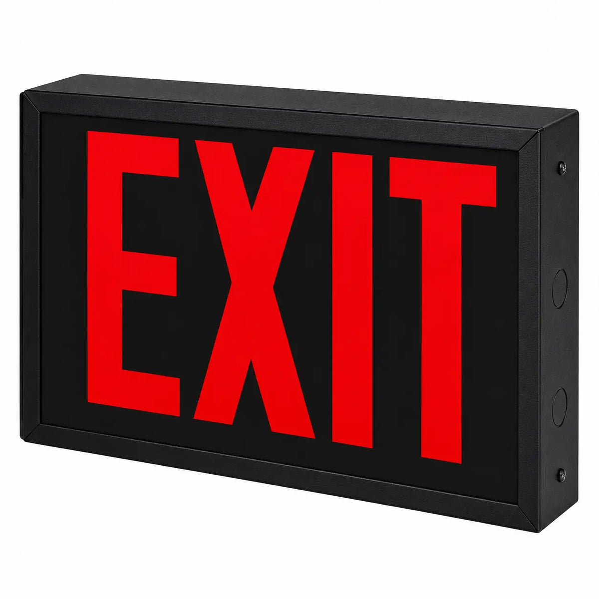 New York City Compliant Steel Exit Sign - Red LED 8" Letters - UL Listed, black housing