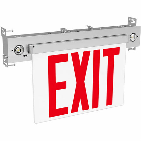 New York City Edge Lit Exit Sign with LED Emergency Lights - 8" Letters, front view