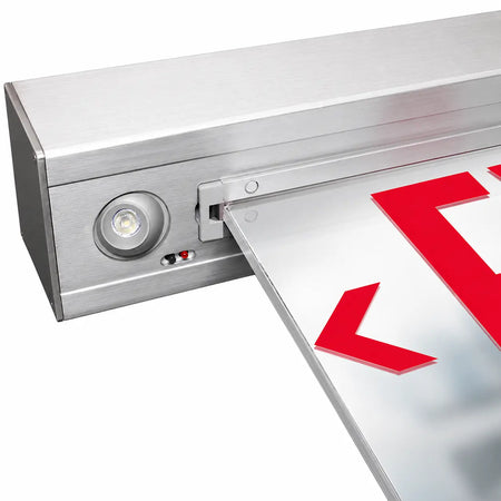 New York City Edge Lit Exit Sign with LED Emergency Lights - 8" Letters, side view