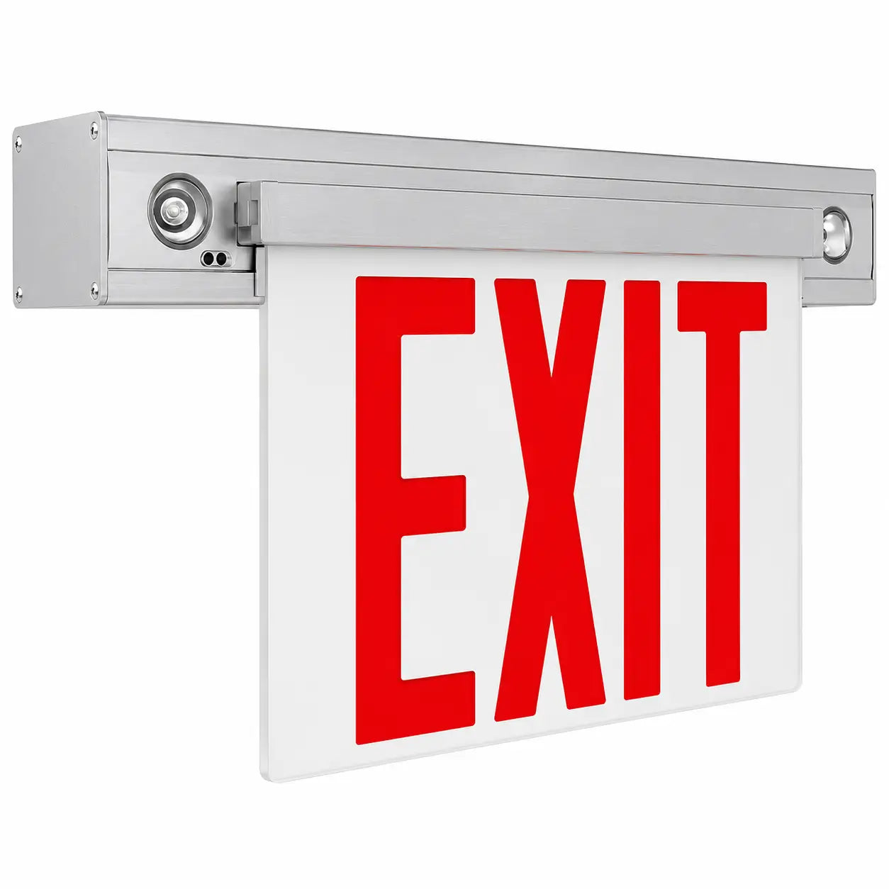 New York City Edge Lit Exit Sign with LED Emergency Lights - 8" Letters, wall mount view