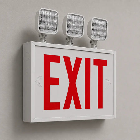 New York City Steel Combo Exit Sign With Three LED Lamps, wall mounting
