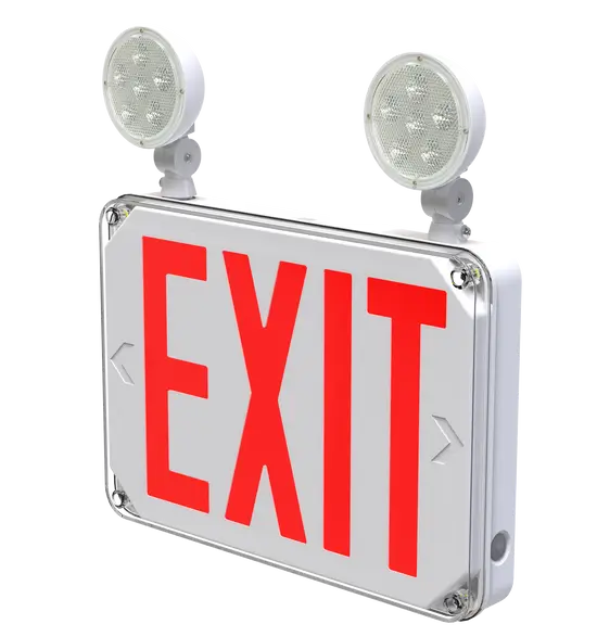 New York City Wet Location Exit Sign with Lights - UL Listed 5 Year Warranty- Low Profile, Right angle view