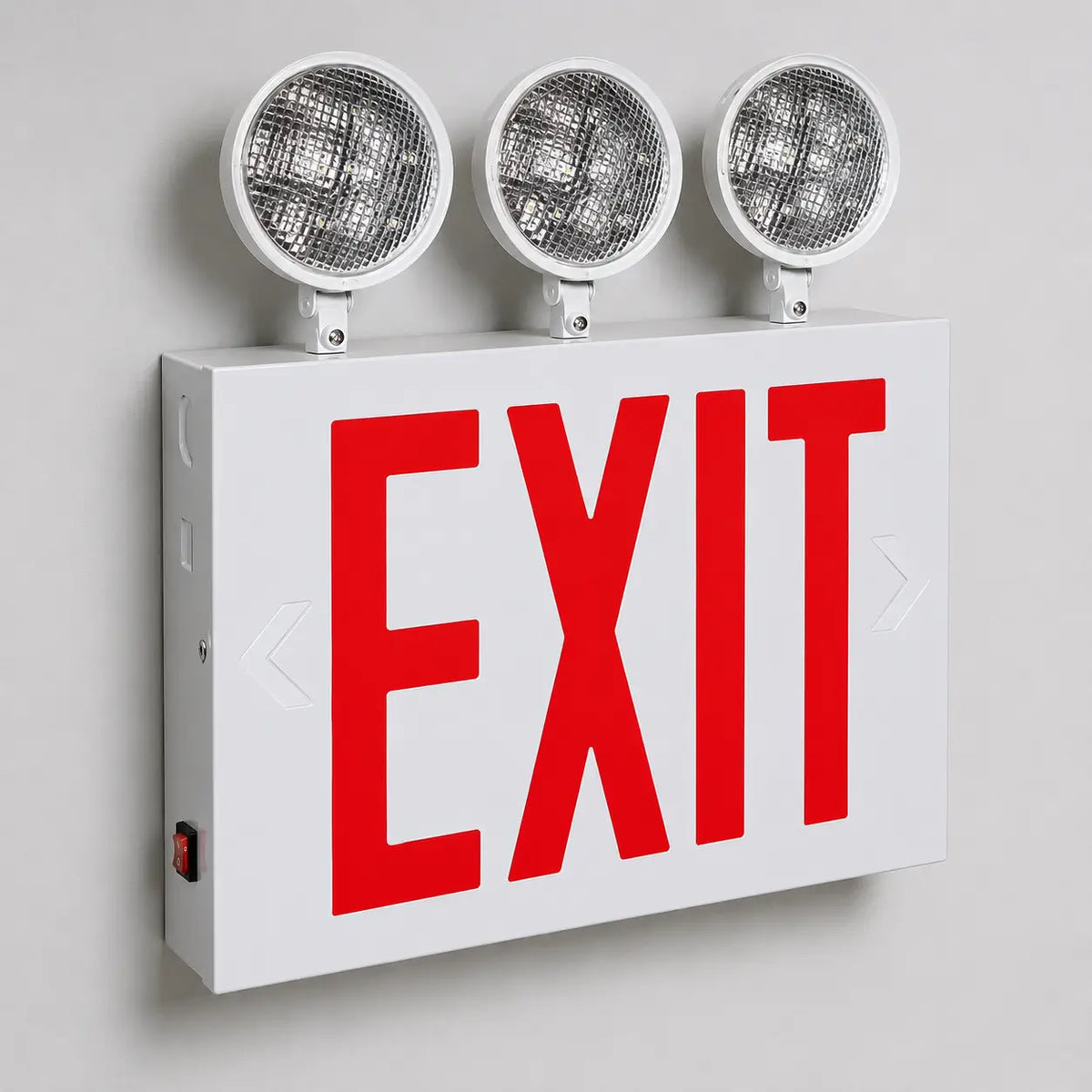 New York Combination LED Emergency Light - Three Round Lamps - Battery- UL Listed, wall mounting