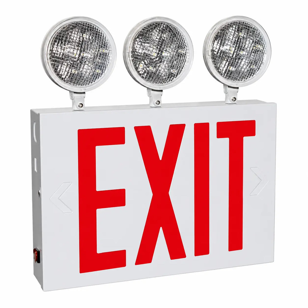 New York Combination LED Emergency Light - Three Round Lamps - Battery- UL Listed, white housing