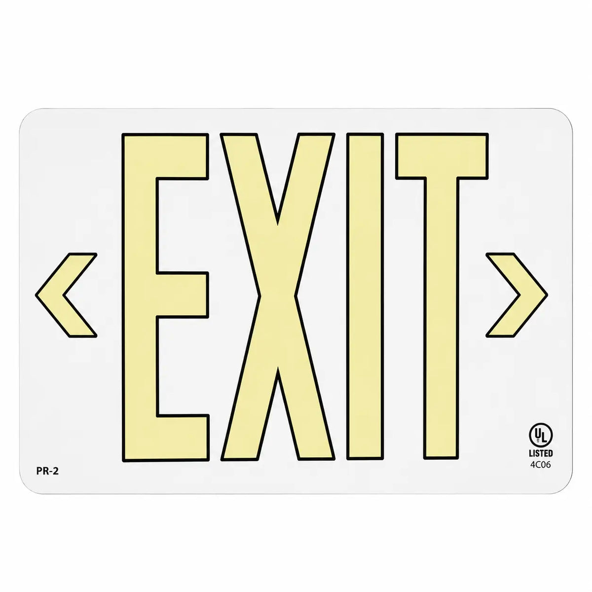 Non Electric Exit Sign - 25 Year Life - UL Listed - Made in USA -Directional Arrows, front view