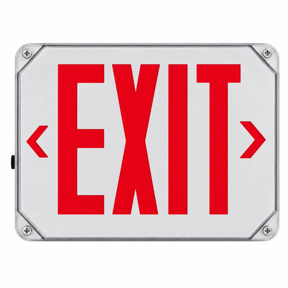 Outdoor Rated New York City Approved Wet Location LED Exit Sign 8" Letters, front view