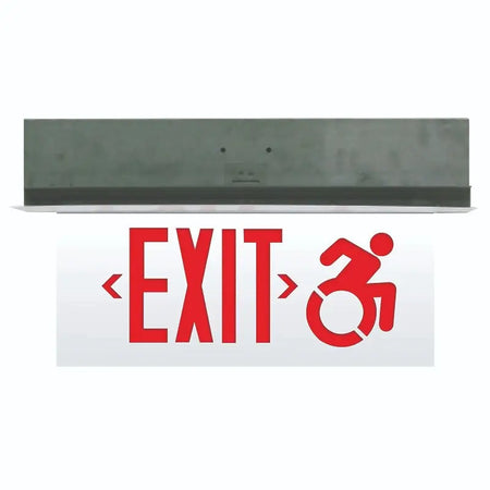Recessed Connecticut Approved Edge Lit Exit Sign -Wheelchair Accessible, front view