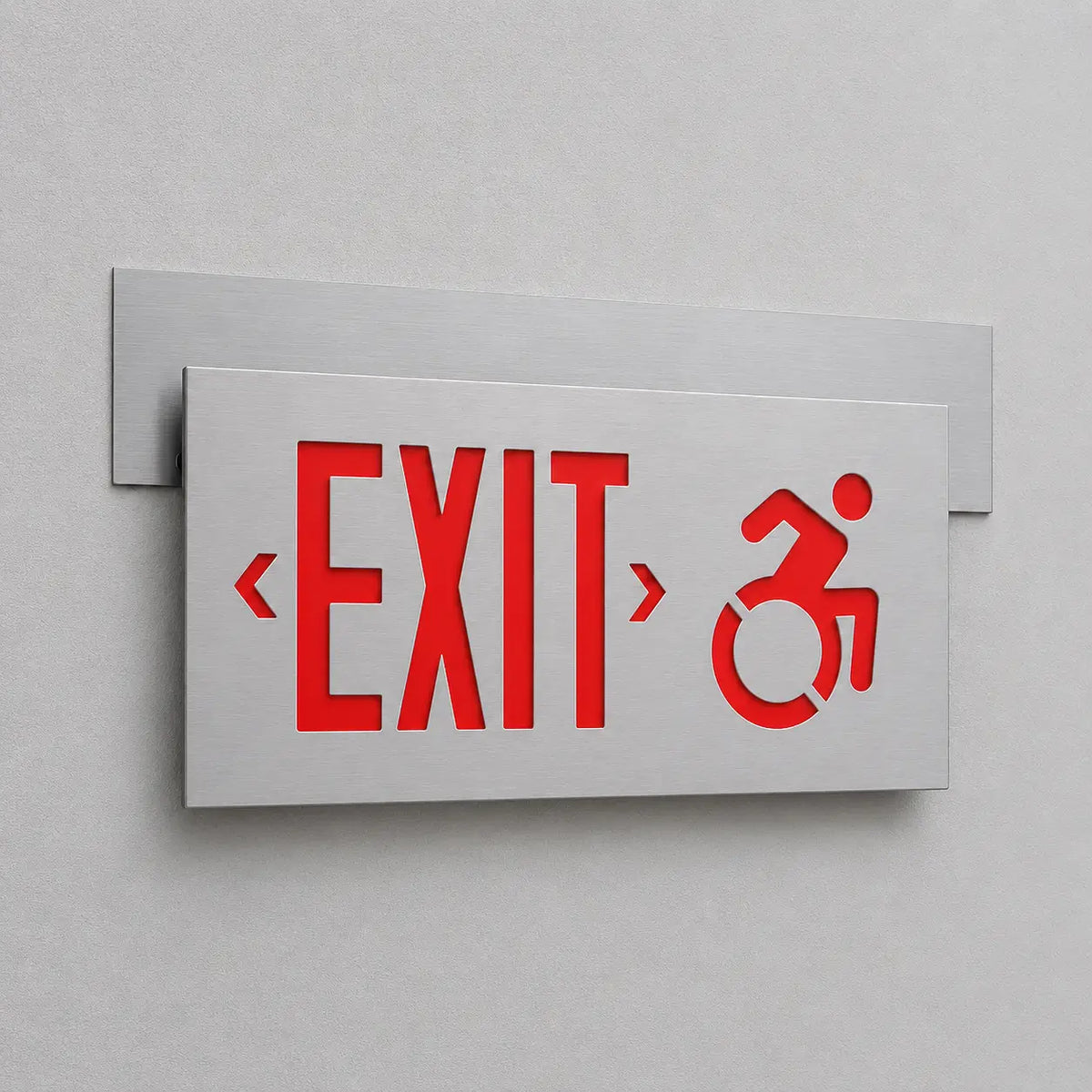 Recessed Connecticut Approved Edge Lit Exit Sign -Wheelchair Accessible, surface mount