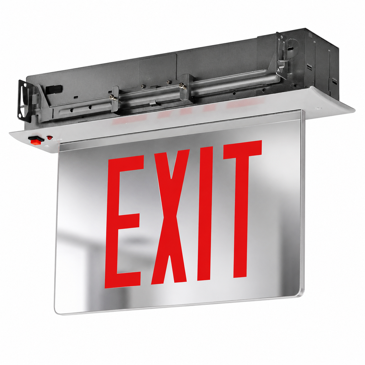 ceiling mount exit sign with a mirror red exit - battery 