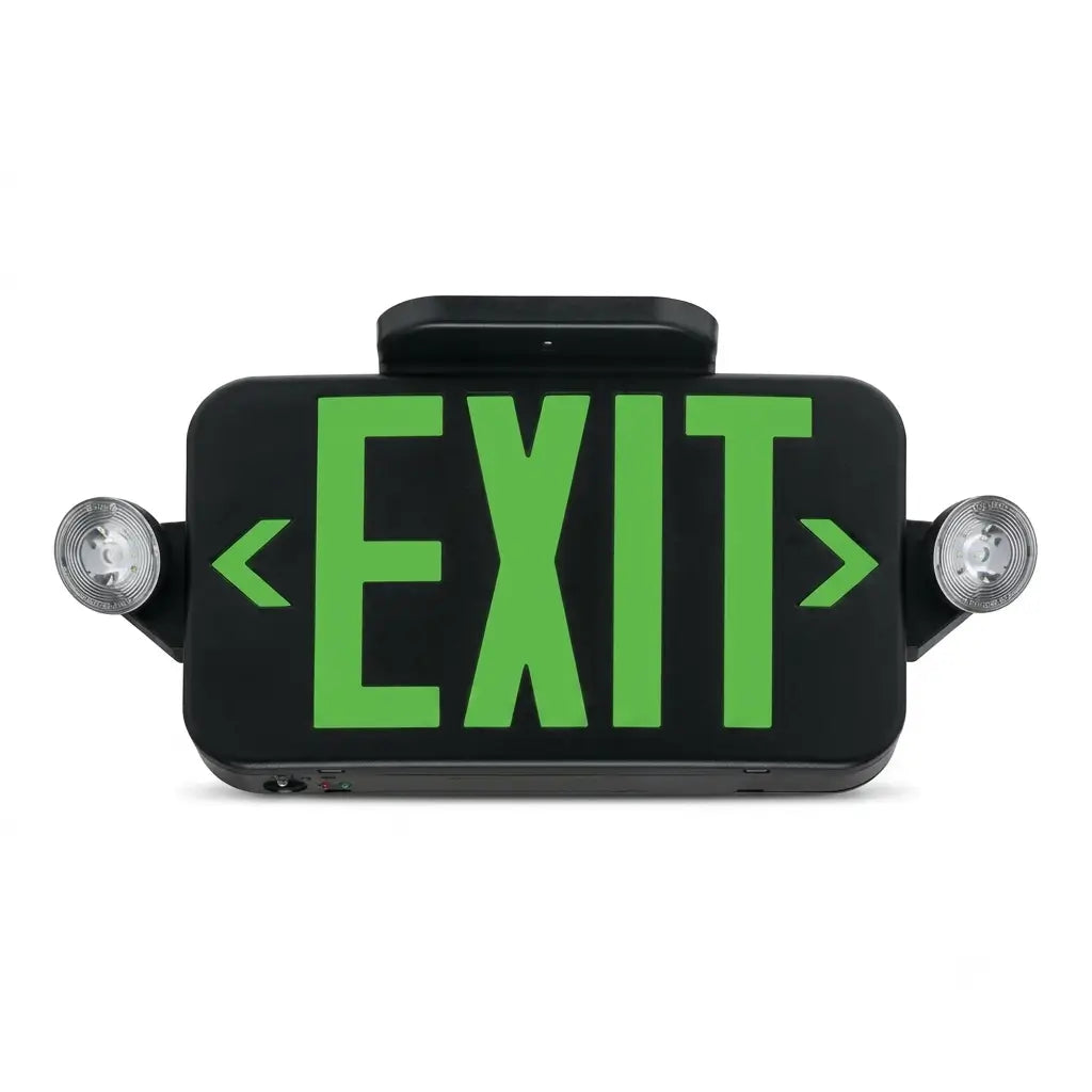 Remote Capable Black Exit Sign with Emergency Lights -5 Yr Warranty