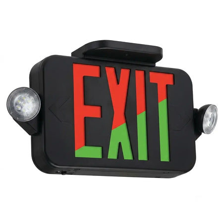 Remote Capable Black Exit Sign with Emergency Lights -5 Yr Warranty