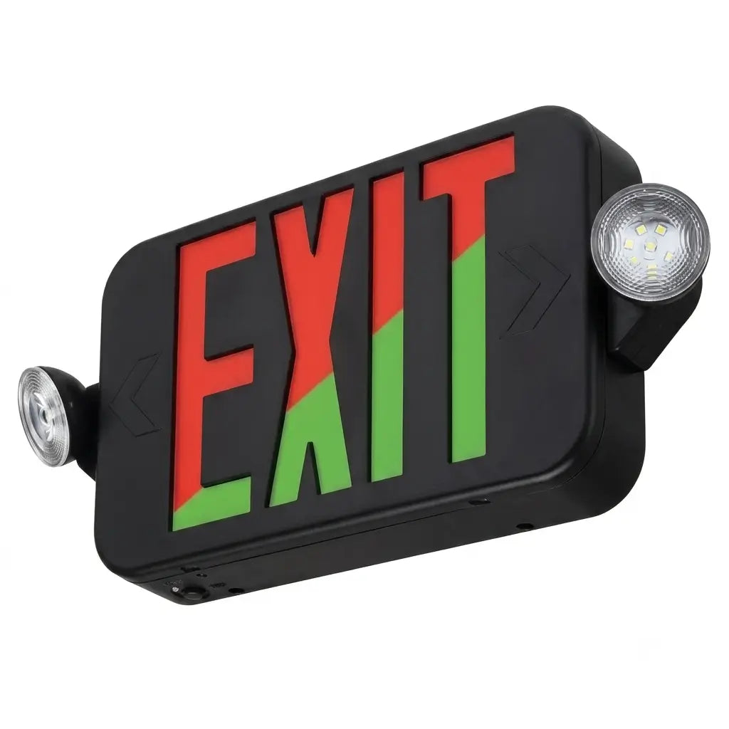 Remote Capable Black Exit Sign with Emergency Lights -5 Yr Warranty