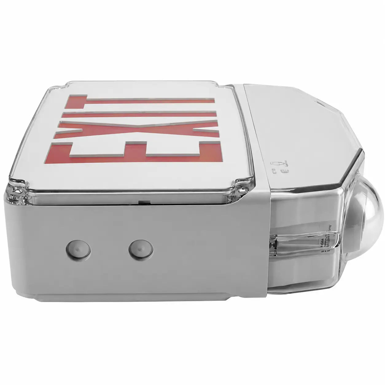 Remote Capable Wet Location All LED Emergency Combination Exit Sign, side view