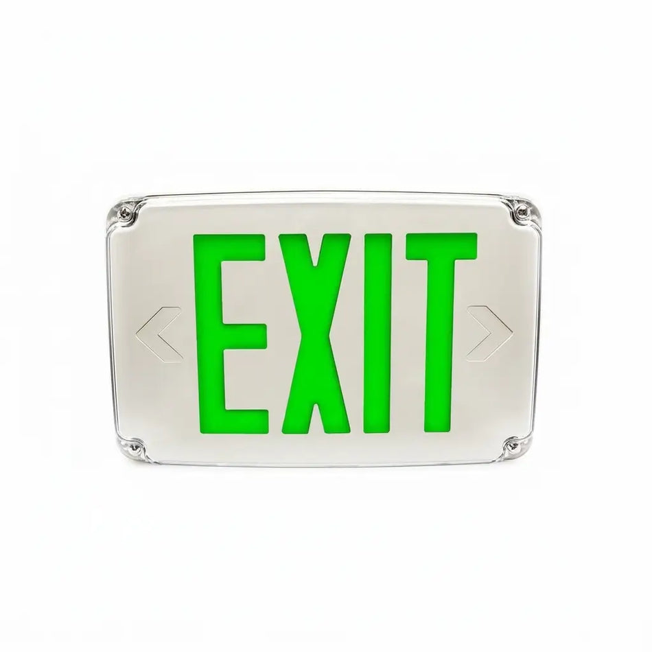 Remote Capable Wet Location Outdoor Green LED Exit Sign with Battery