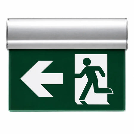 Running Man Edge Lit Exit Sign - Pivoting Panel - Battery, front view