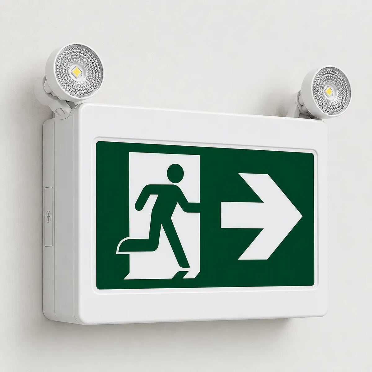 Running Man LED Exit Combo Sign With Adjustable Lamps- Directional Arrows, wall mounting