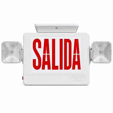 Salida Sign with Lights- 90 Minute Battery- UL Listed, ceiling mounting