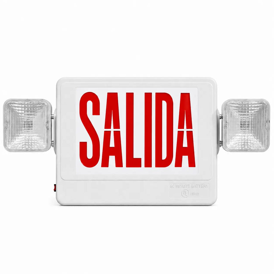 Salida Sign with Lights- 90 Minute Battery- UL Listed, front view