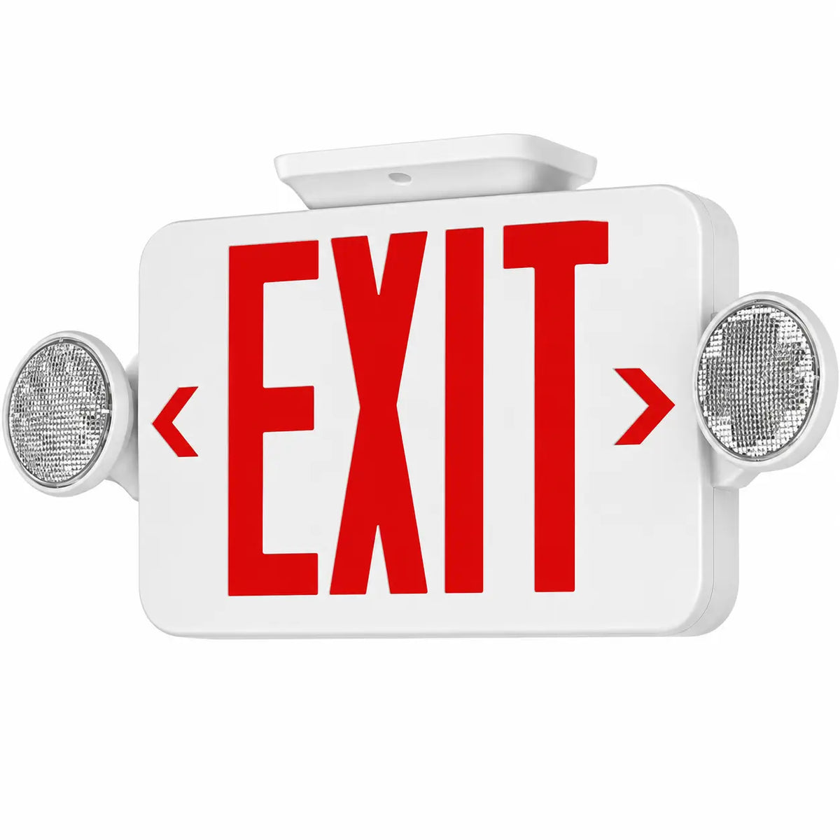 Self Testing Combo All LED Exit Sign RED With Emergency Lights, ceiling mounting