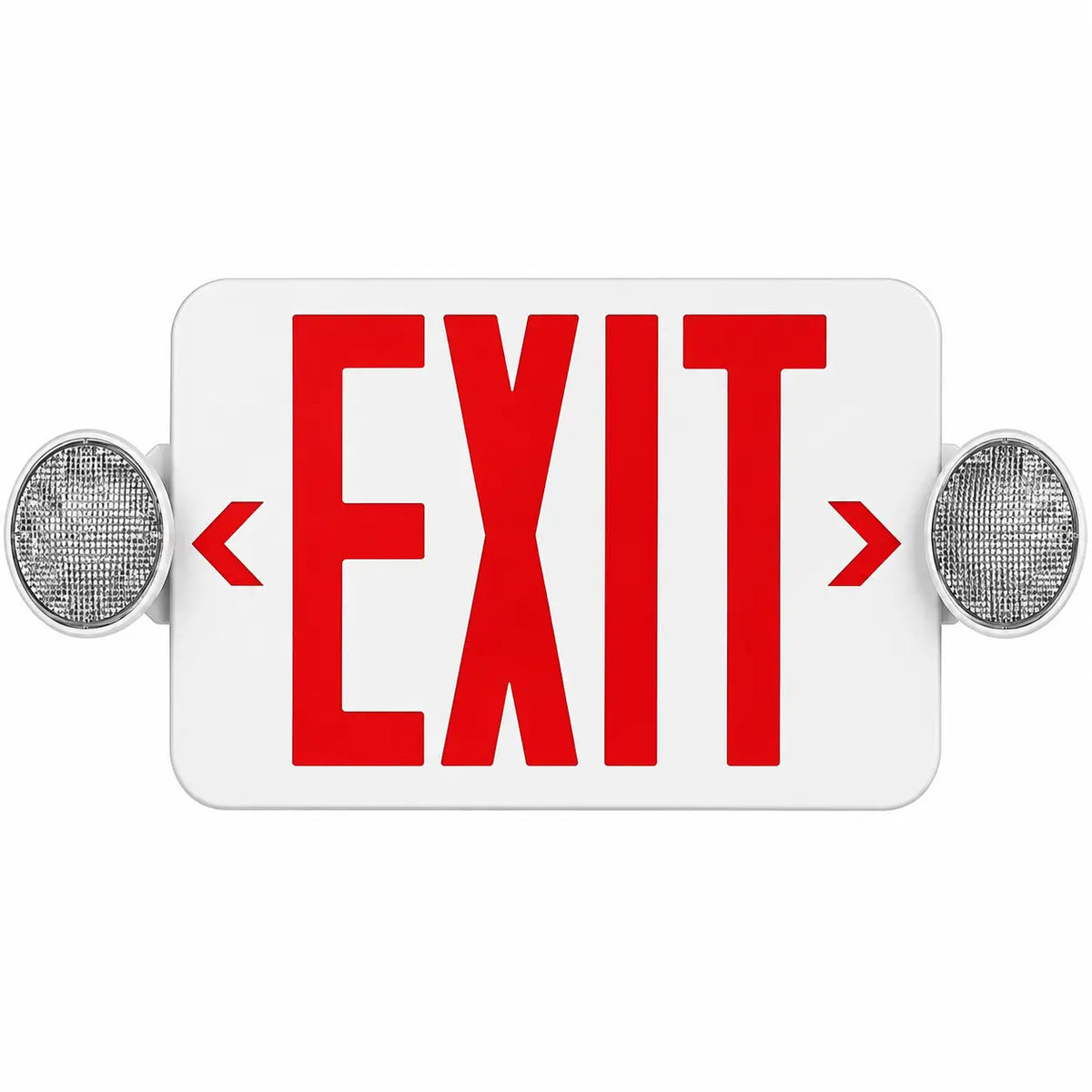 Self Testing Combo All LED Exit Sign RED With Emergency Lights, front view
