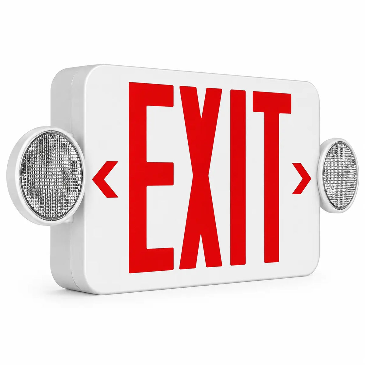 Self Testing Combo All LED Exit Sign RED With Emergency Lights, side view