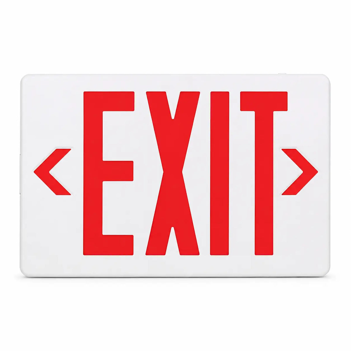 Self Testing Exit Sign Red LED White Housing with Battery