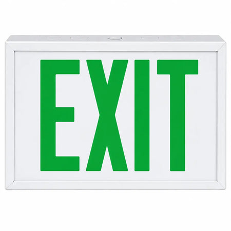 Steel Industrial Exit Sign Green LED with Battery Backup, front view