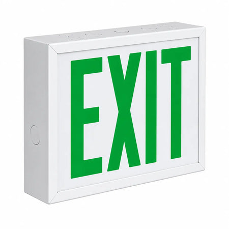 Steel Industrial Exit Sign Green LED with Battery Backup, side view