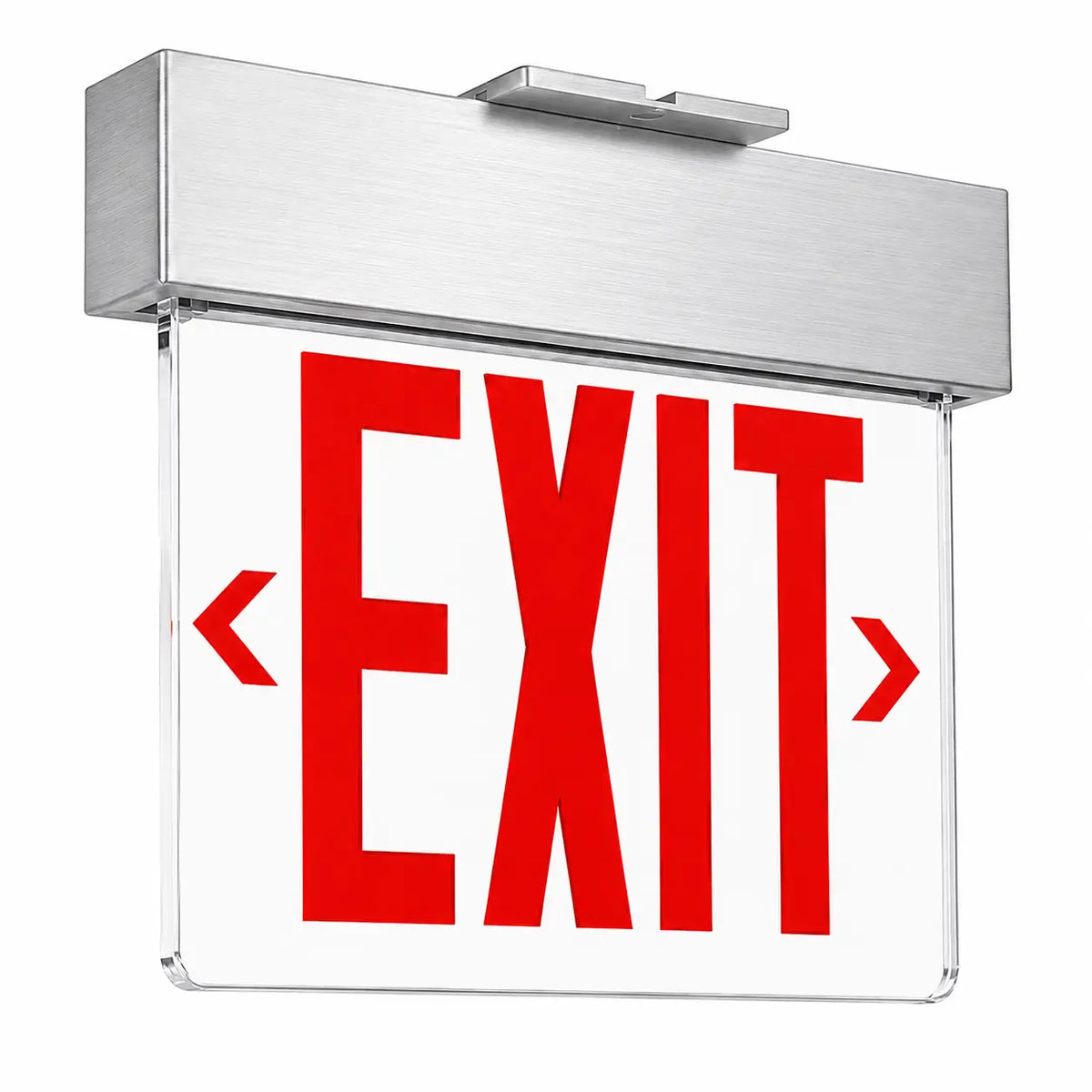 The Decor Series Universal LED Edgelit Exit Sign- Brushed Housing- Battery Back-up, aluminum