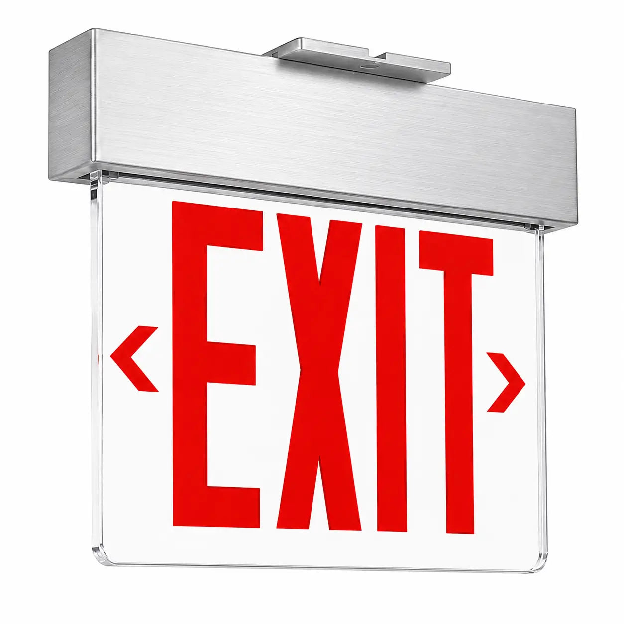 The Decor Series Universal LED Edgelit Exit Sign- Brushed Housing- Battery Back-up, aluminum
