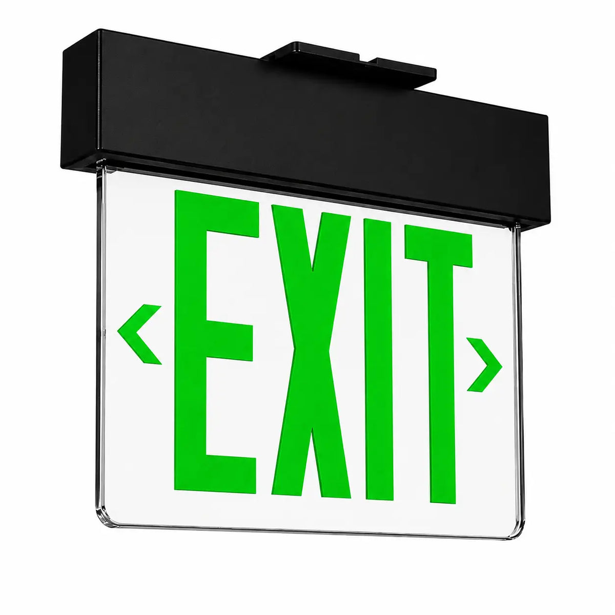 The Decor Series Universal LED Edgelit Exit Sign- Brushed Housing- Battery Back-up, black