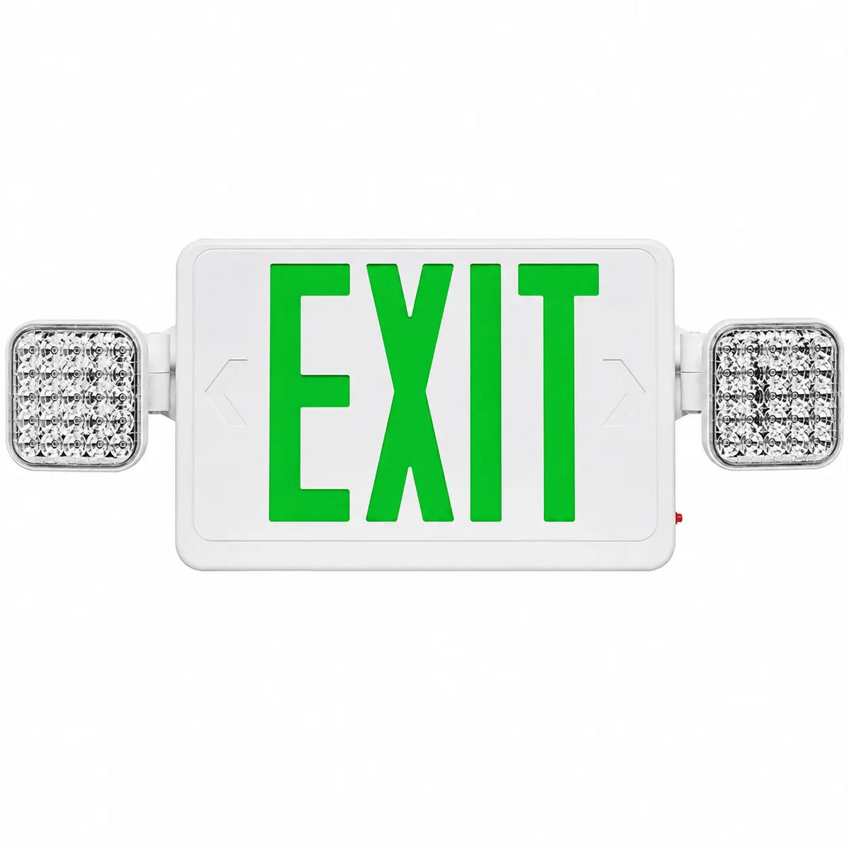 Thermoplastic Combo Exit with Green LED Emergency Lights - 5 Yr Warranty, front view