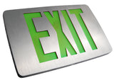 thin green aluminum brushed exit sign 