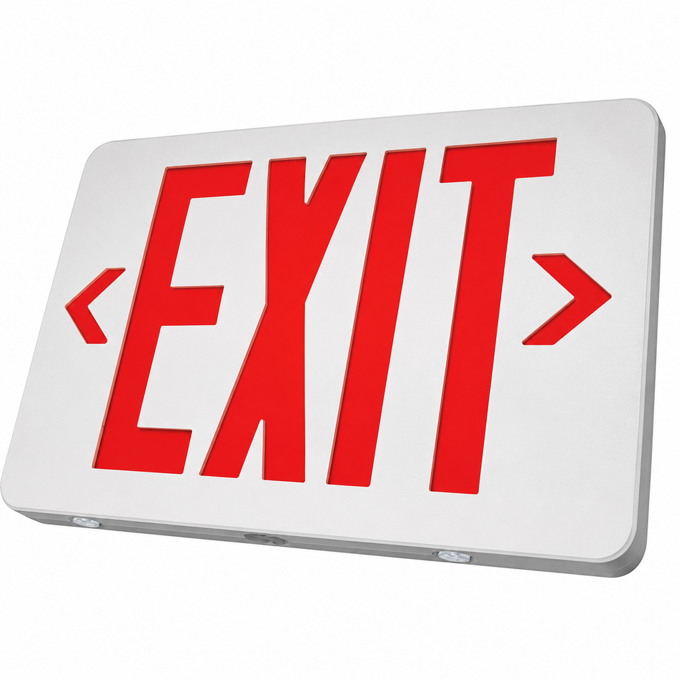 thin low level exit sign with battery - arrows 
