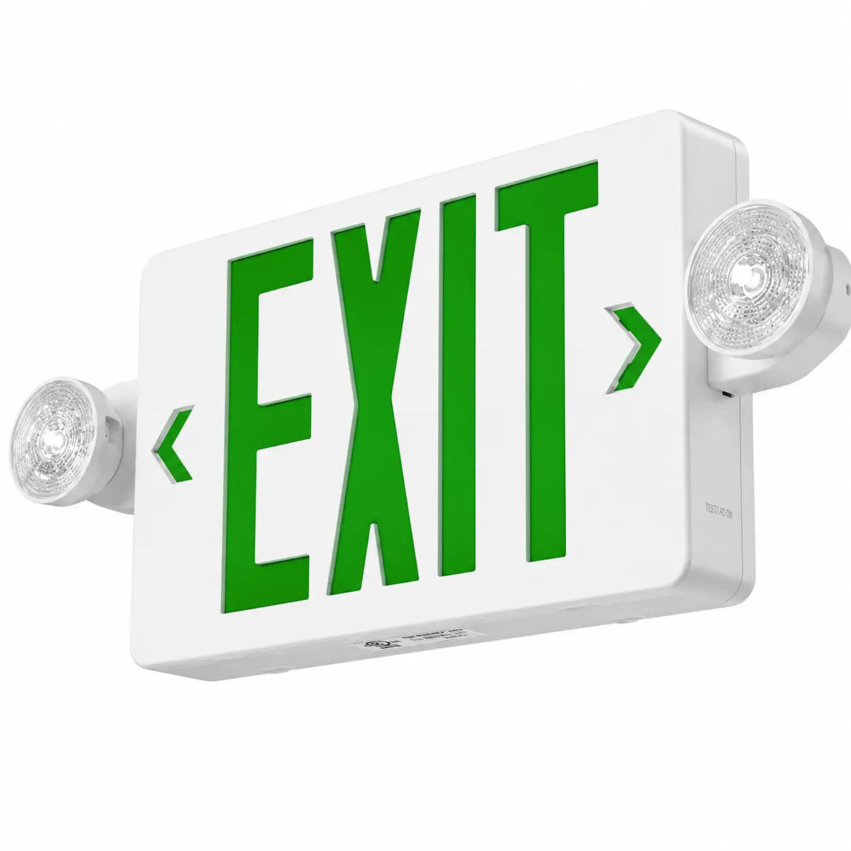 Thin Exit Sign with Lights - Green LED - Battery - UL 924, side view