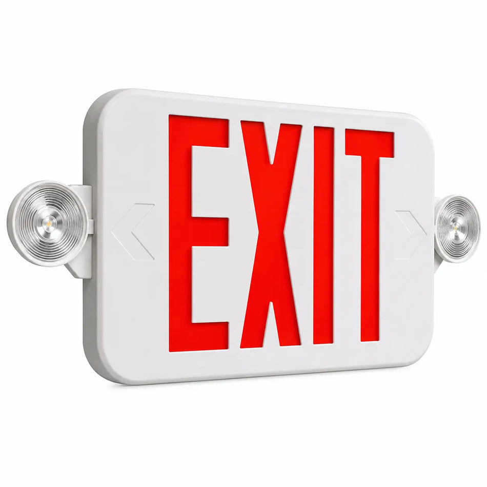 Thin Exit Sign With Lights -Red LED - Battery- UL 924 - 5 Year Warranty, side view