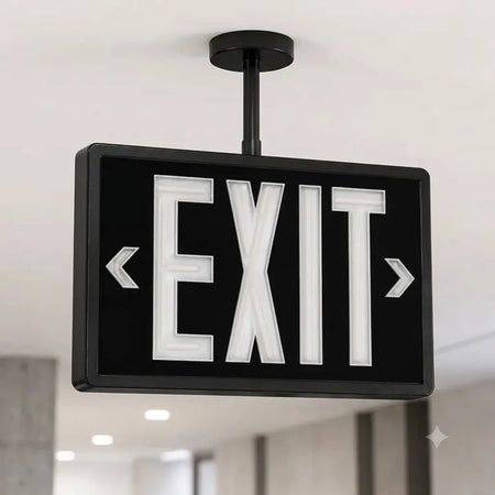 Tritium Double Face Self Luminous Exit Sign Black Face Black Housing