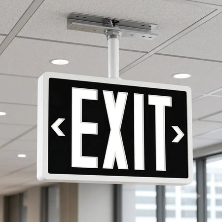 Tritium Double Face Self Luminous Exit Sign Black Face White Housing