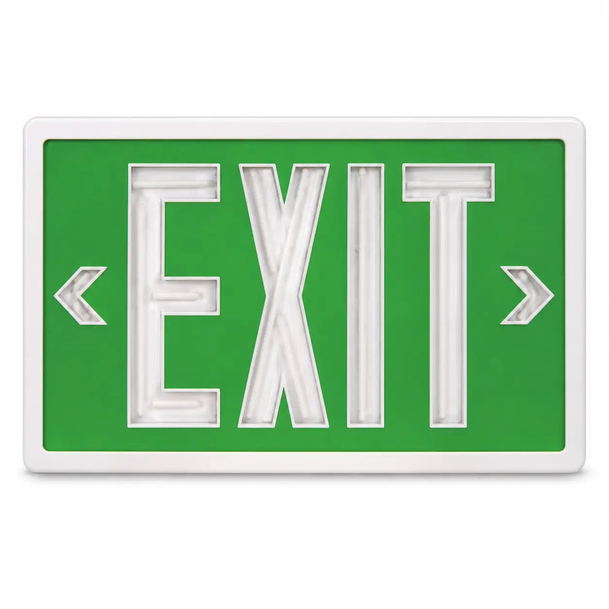 Tritium Double Face Self Luminous Exit Sign Green Face White Housing