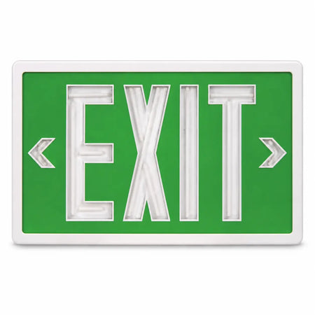 Tritium Double Face Self Luminous Exit Sign Green Face White Housing
