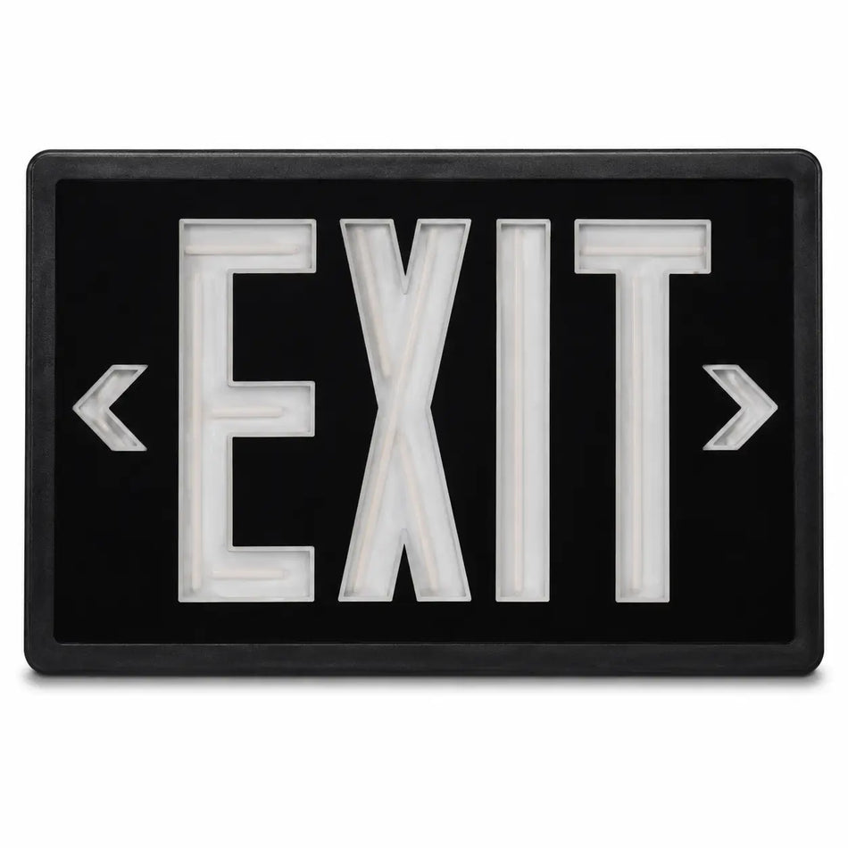 Tritium Self Luminous Exit Sign Black Face Black Housing - No Electricity