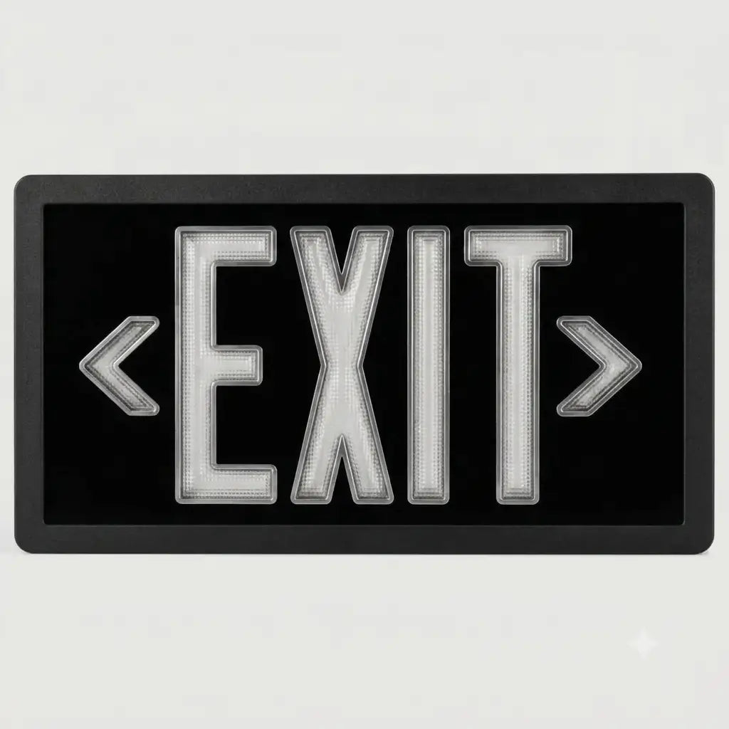 Tritium  Self Luminous Exit Sign Black Face Black Housing - No Electricity