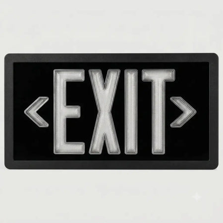 Tritium  Self Luminous Exit Sign Black Face Black Housing - No Electricity