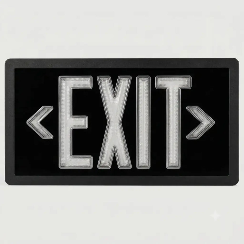 Tritium  Self Luminous Exit Sign Black Face Black Housing - No Electricity