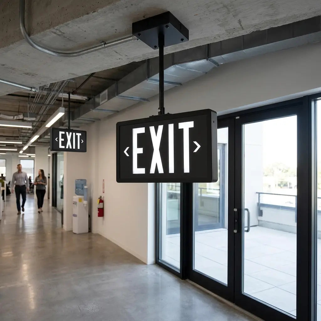 Tritium  Self Luminous Exit Sign Black Face Black Housing - No Electricity
