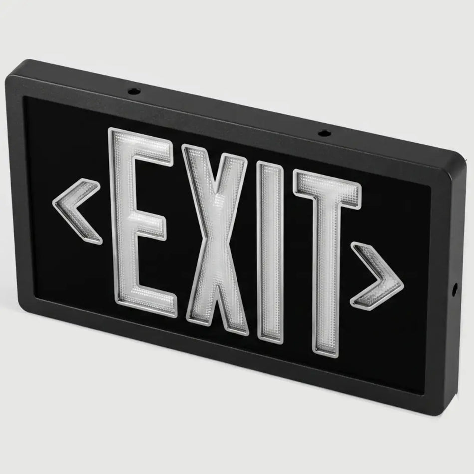 Tritium  Self Luminous Exit Sign Black Face Black Housing - No Electricity