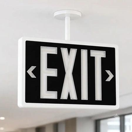 Tritium Self Luminous Exit Sign Black Face White Housing