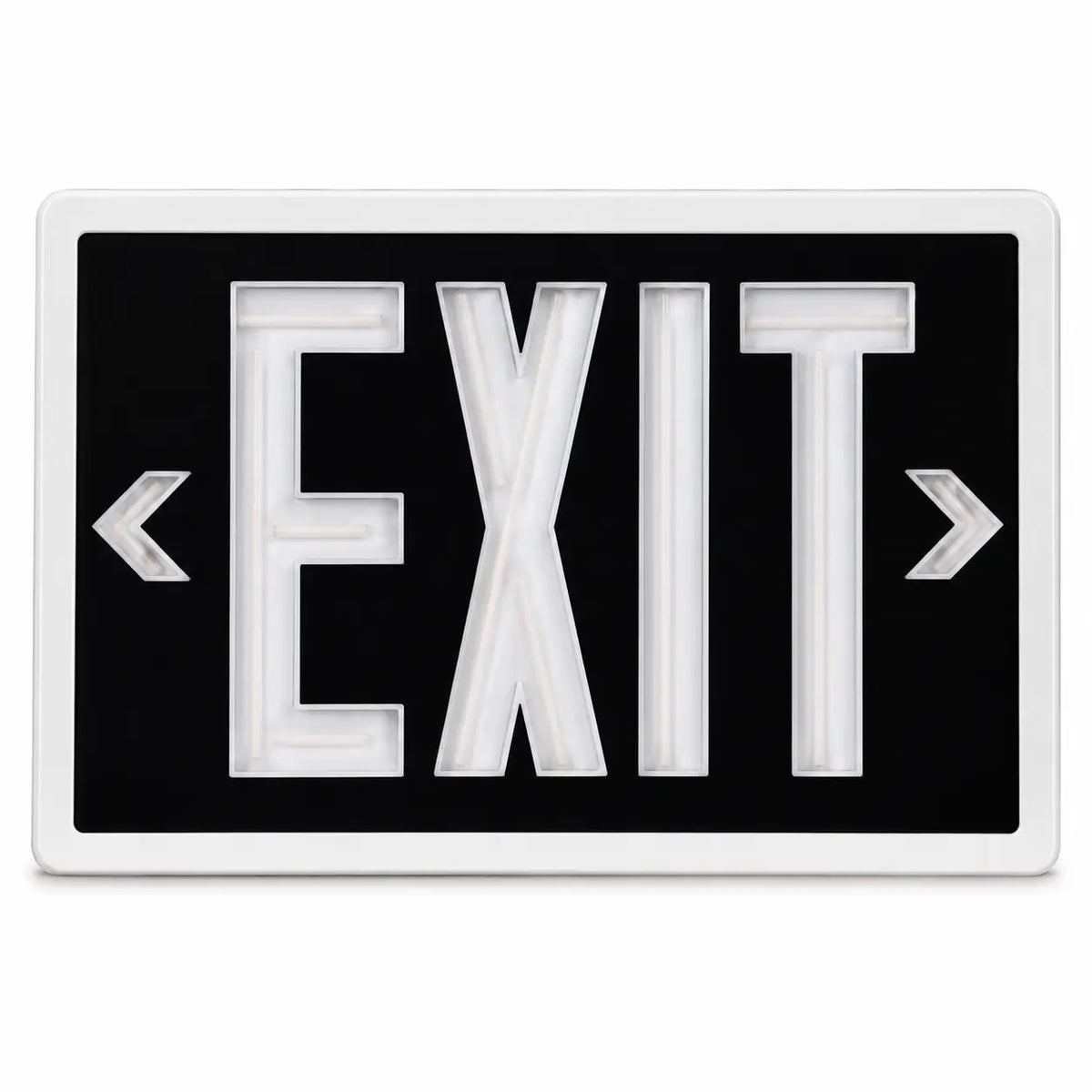 Tritium Self Luminous Exit Sign Black Face White Housing
